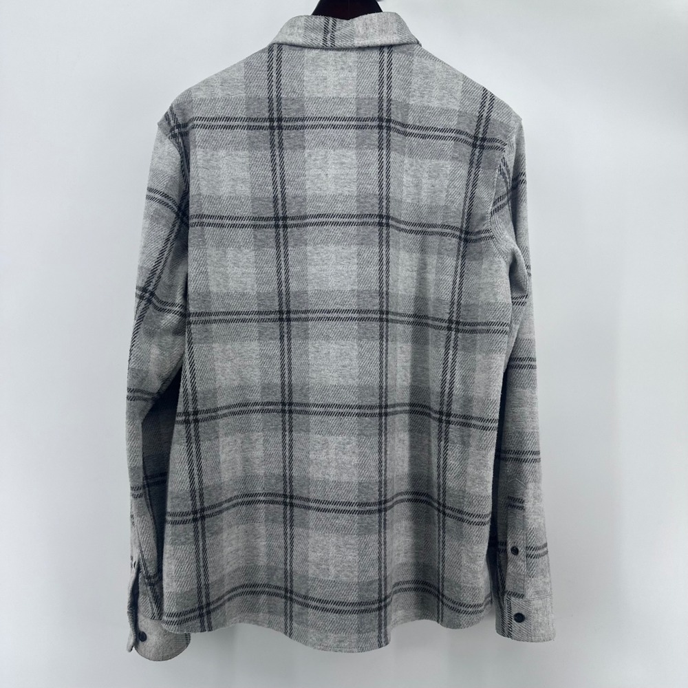 7Diamonds Shirt Mens Large Grey Plaid Knit Flannel‎ Shacket Button Down L/S - Picture 4 of 13